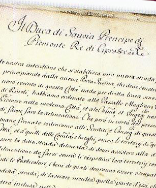 1711 - Registrazione del'Ordine di Vittorio Amedeo II di procedere al tracciamento della Strada di Rivoli.